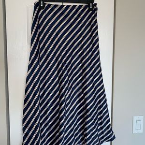 Striped satin midi skirt